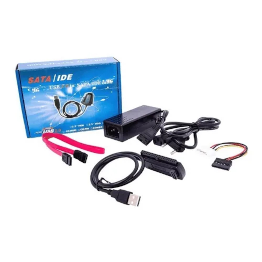 Cabo adaptador USB Sata/Ide c/fonte cabo